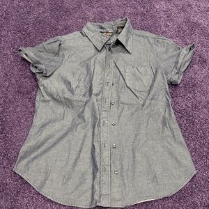 New York & Company denim Short Sleeve button up Shirt